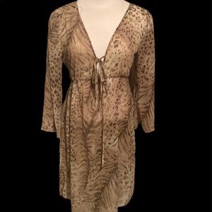 Sheer Animal Print Beach Swimwear Cover Up